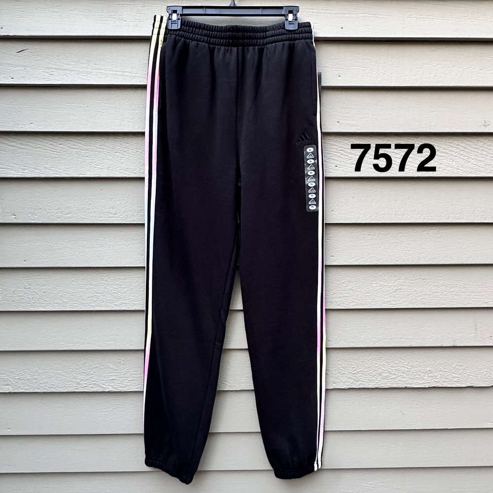 Adidas Boys XL 18/20 Loose Fit Sweatpants Black Multi Gradient Stripes AK5839T